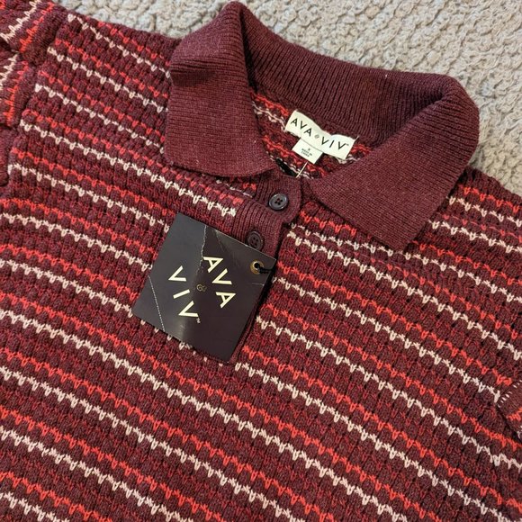 Ava + Viv collared striped sweater - Picture 3 of 5